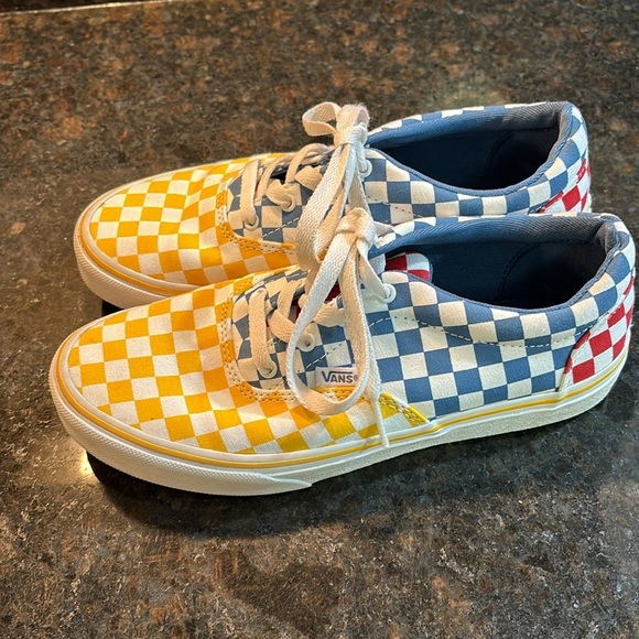 Vans Kids Sneakers Blue and Yellow Checkered - Picture 6 of 7